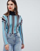 Asos Design Vertical Stripe Metallic Sweater In Eco Yarn - Multi