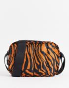 Asos Design Padded Nylon Crossbody Bag In Tiger Print-multi