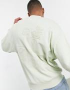 Asos Design Oversized Sweatshirt With Deep Rib And Line Drawing Back Print-green