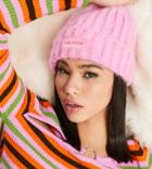 Collusion Unisex Fluffy Yarn Beanie With Tonal Logo In Pink