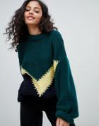 Asos Design Chevron Sweater - Green