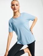Nike Yoga Dry Fit Layer Top In Blue-blues