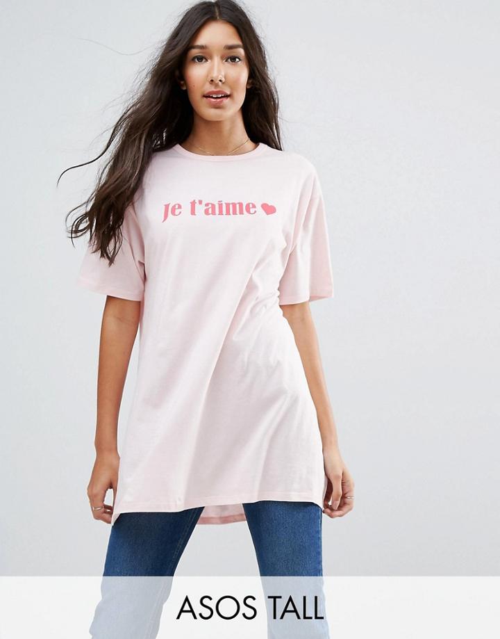 Asos Tall T-shirt In Je T'aime Print - Pink