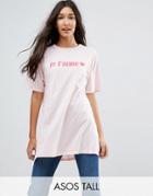 Asos Tall T-shirt In Je T'aime Print - Pink