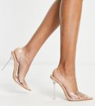 Simmi London Wide Fit Solace Heeled Shoes In Clear And Beige-neutral