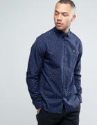 Lyle & Scott Polka Dot Shirt Regular Fit Eagle Logo In Navy - Navy