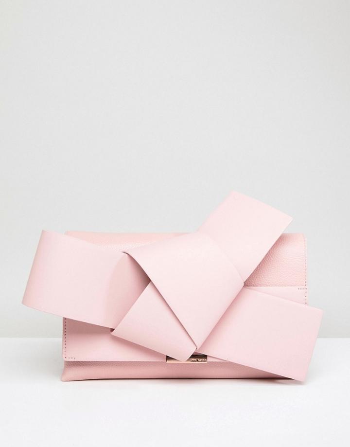 Ted Baker Giant Leather Knot Bow Clutch Bag - Pink