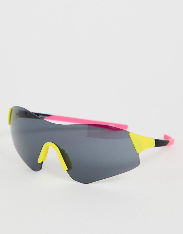 Asos Design Half Frame Color Block Visor Fashion Glasses In Neon - Multi
