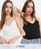 Asos Design Ultimate Cami With V-neck In 2 Pack-multi