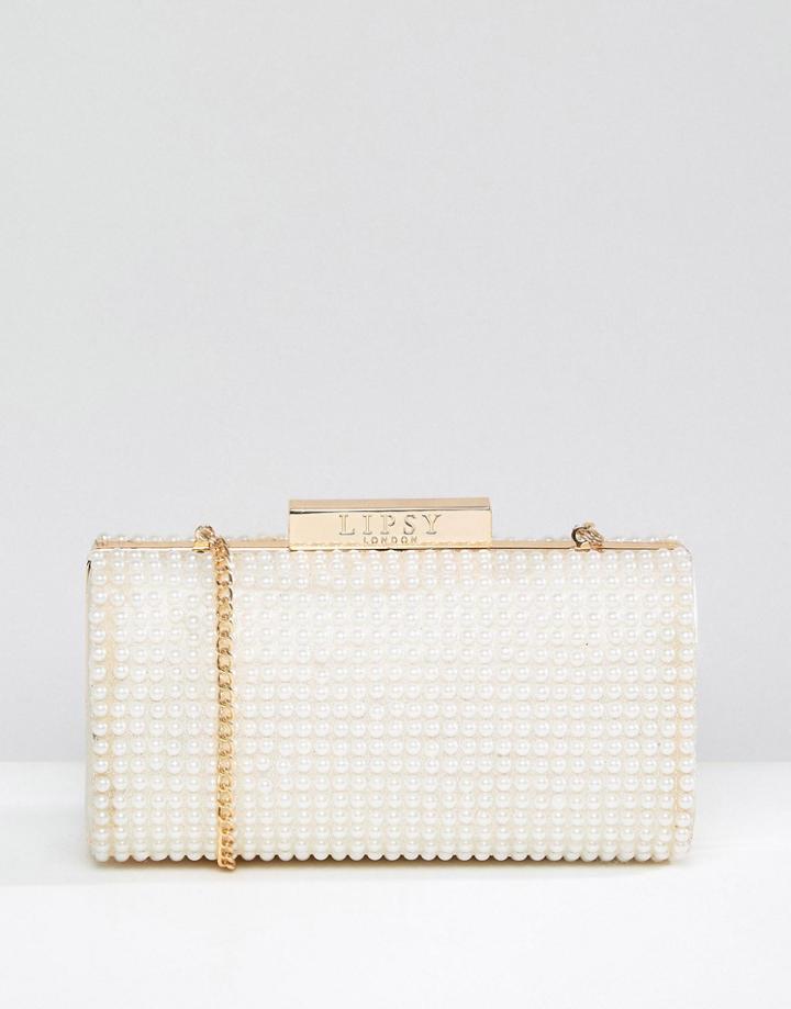 Lipsy Pearl Trim Clutch Bag - Cream