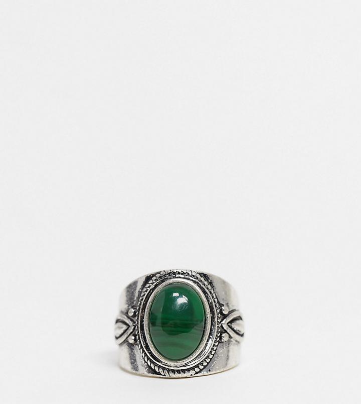 Reclaimed Vintage Inspired Ring With Stone In Silver