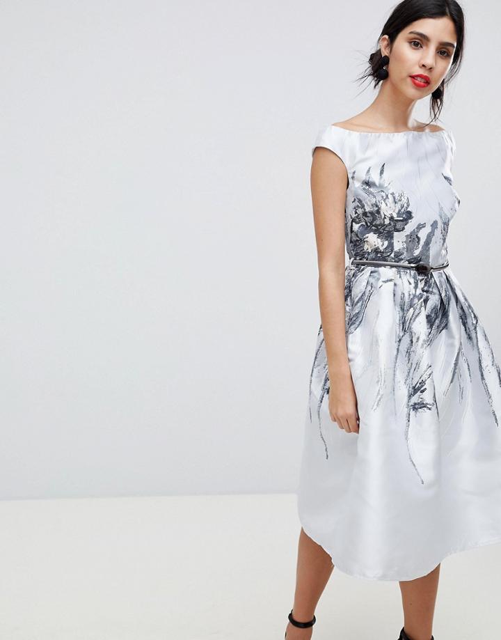 Little Mistress Jacquard Midi Dress - Silver