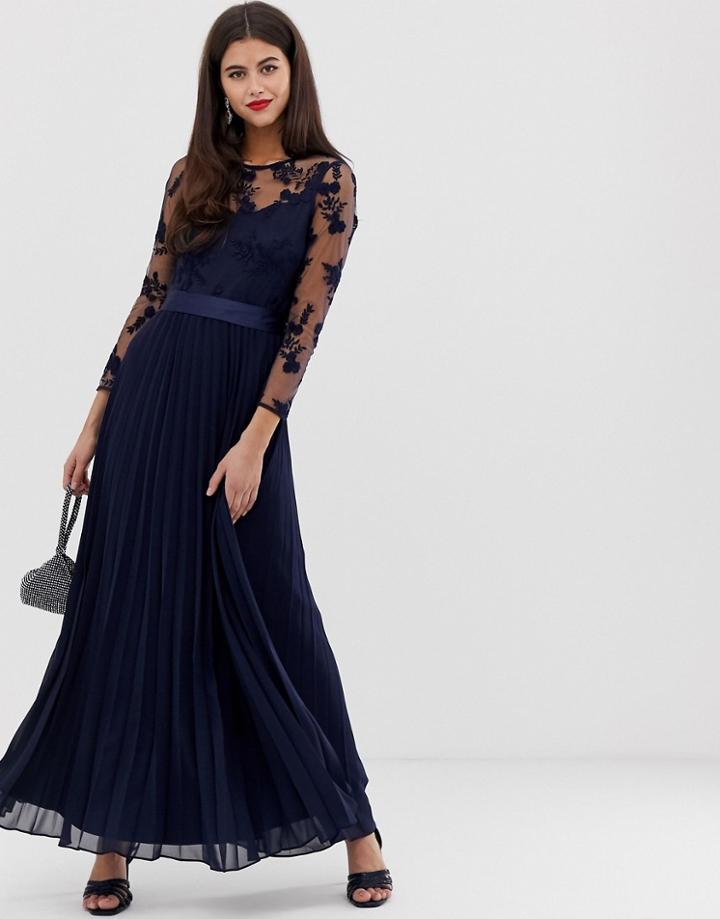 Coast Odetta Embroidered Bridesmaid Maxi Dress - Navy