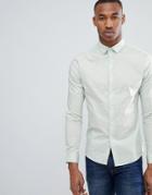 Asos Design Skinny Shirt In Light Green - Green