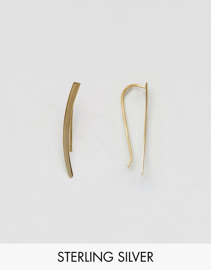Asos Gold Plated Sterling Silver Smooth Bar Crawler Earrings - Gold