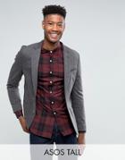 Asos Tall Super Skinny Blazer In Charcoal Jersey - Gray