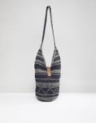 Chateau Woven Slouch Bag In Navy And Gray Print - Navy