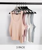 Asos Design 5 Pack Organic Tank-multi