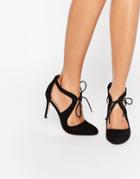 Miss Kg Clara Cross Strap Heeled Shoes - Black Suedette