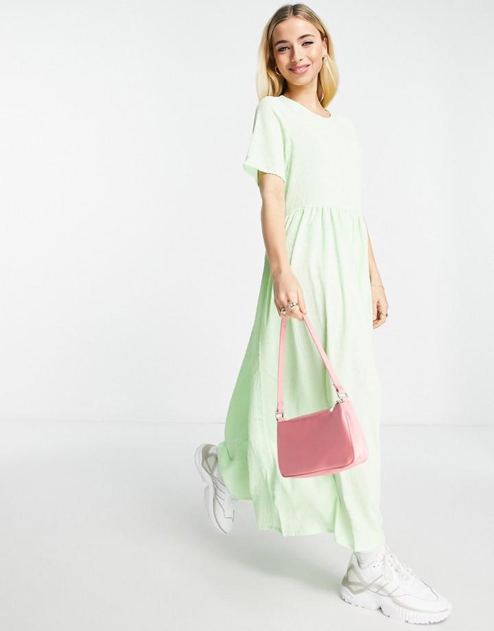 Pieces Pernua Smock Midi Dress In Green