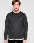 Brave Soul Cable Knit Sweater - Gray