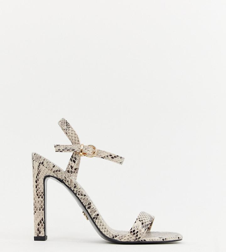 River Island Heeled Sandals In Snake Print - Multi