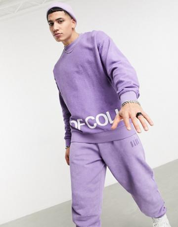 Asos Dark Future Oversized Sweatshirt With Wrap Around Logo-purple