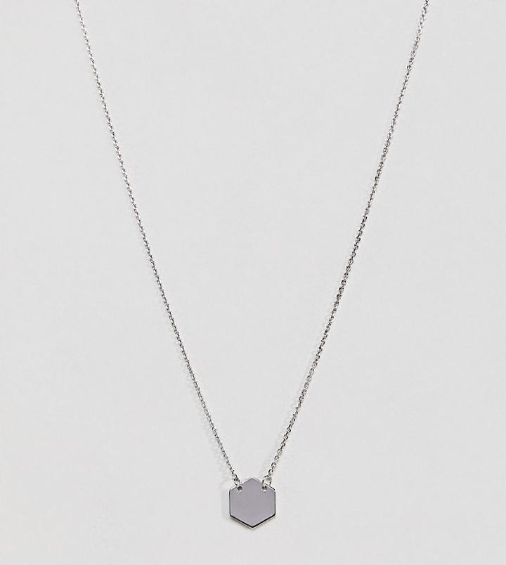 Designb London Sterling Silver Hexagon Necklace - Silver