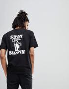 Fairplay Sippin T-shirt With Back Print In Black - Black