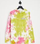 Collusion Tie Dye Branded Print Hoodie In Multi