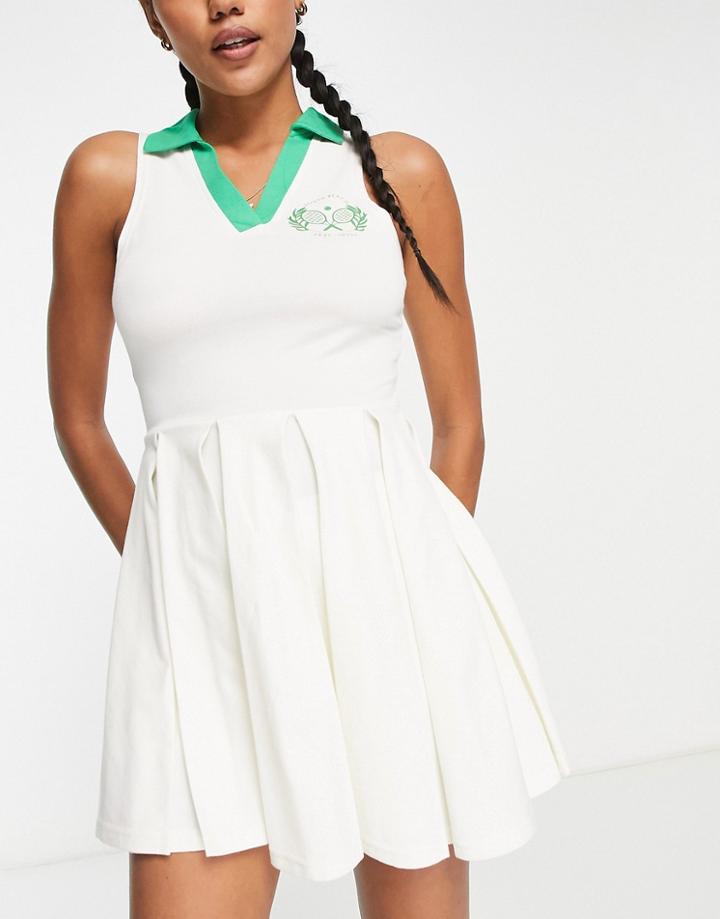 South Beach Tennis Dress In White And Green