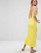 Asos Maxi Dress With V Back - Yellow