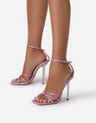 Ego Camilla Heel Sandals In Metallic Lilac-purple