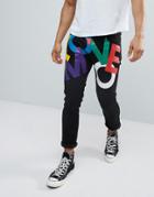 Love Moschino Cropped Slim Fit Jeans With Print - Black