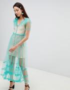 To Be Adored Dilone A Line Mesh Dress - Green