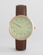 Reclaimed Vintage Dome Leather Watch In Brown - Brown