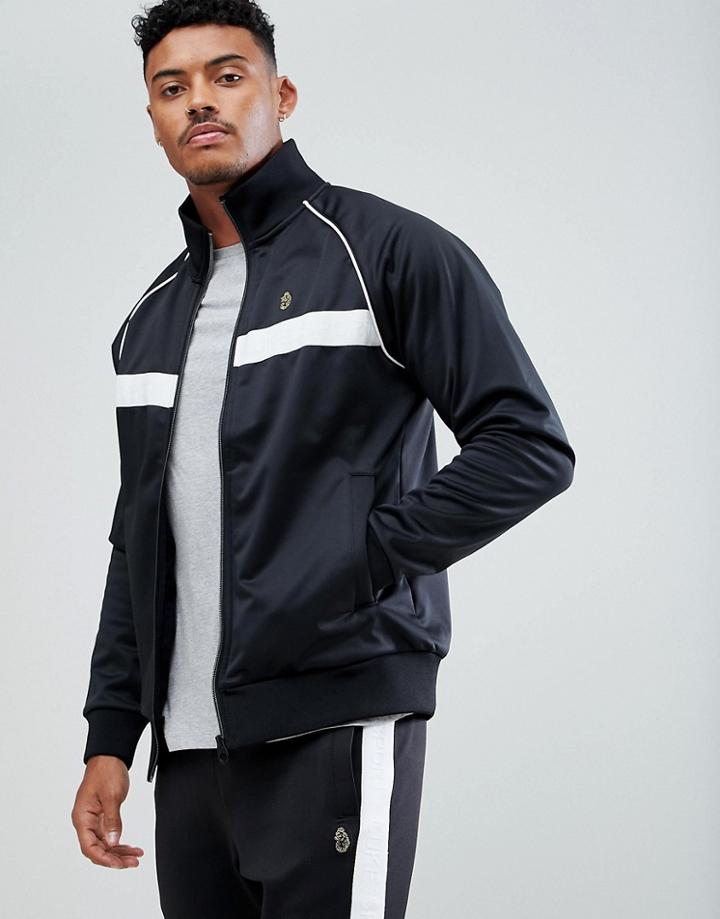 Luke Sport Eric Funnel Neck Track Jacket In Black - Black