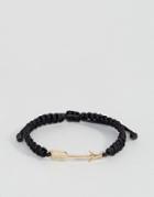 Asos Arrow Charm Cord Bracelet - Black