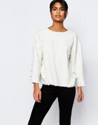 Asos Oversize Top With Ruffle Detail - Ivory