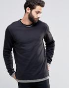 Only & Sons Crew Neck Sweatshirt With Raw Edges - Black