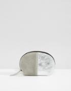 Asos Suede And Leather Oval Coin Purse - Silver