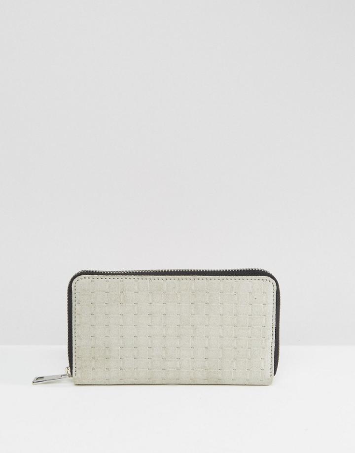 Asos Suede Weave Embossed Purse - Gray