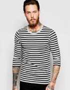 Asos Extreme Muscle 3/4 Sleeve T-shirt With Stripe