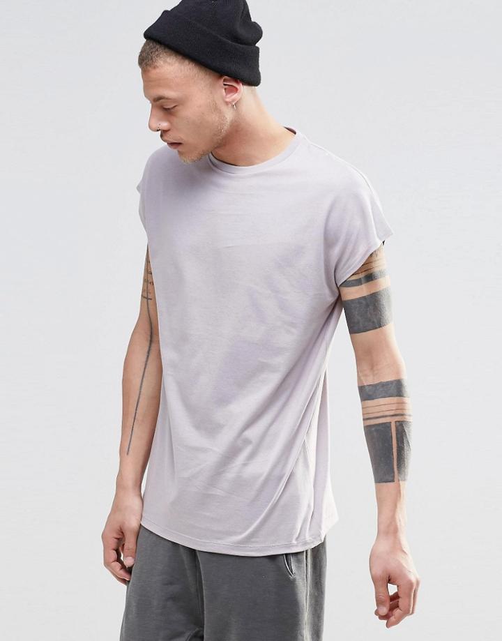 Asos Oversized Sleeveless T-shirt In Gray - Pale Lilac