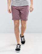 Asos Denim Shorts In Stretch Slim Dusty Purple With Abrasions - Purple