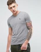Abercrombie & Fitch V Neck T-shirt Muscle Slim Fit Moose Logo In Gray Marl - Gray