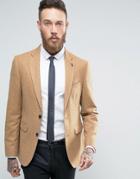 Burton Menswear Slim Tweed Blazer - Tan