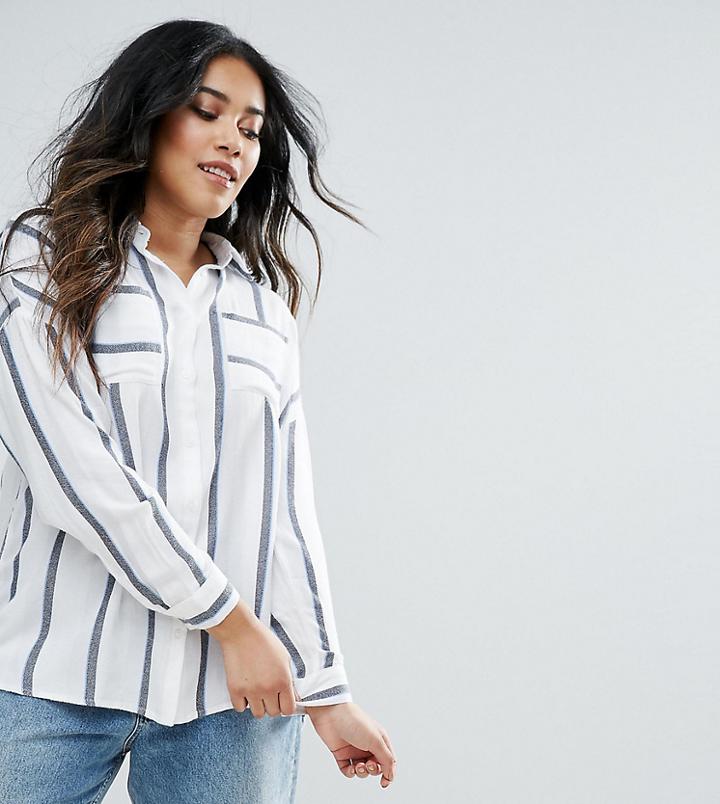 New Look Curve Stripe Shirt - White
