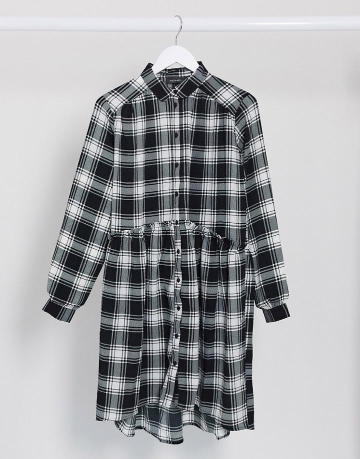 Monki Check Smock Dress-black