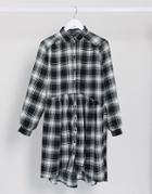 Monki Check Smock Dress-black